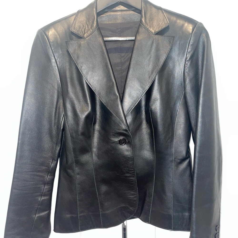 Black Leather Women's tailored blazer